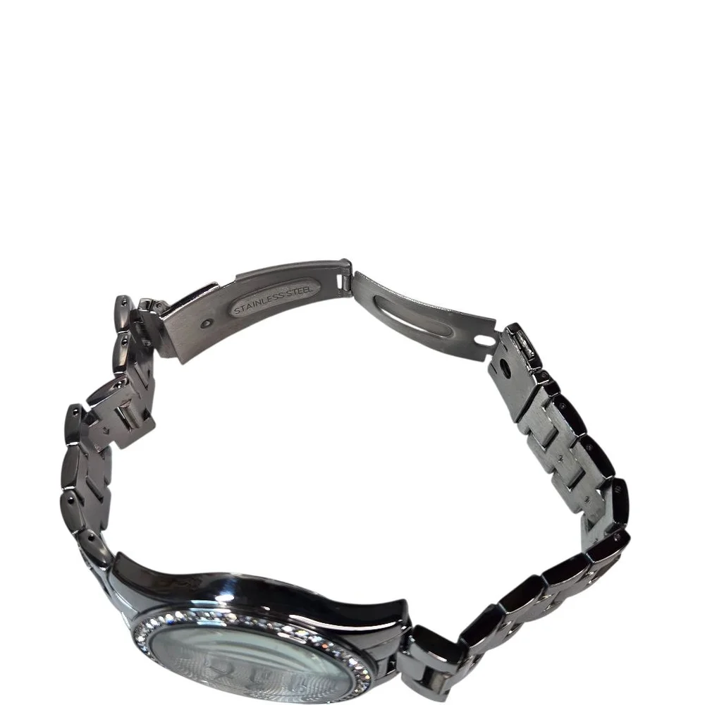 Betsey Johnson Women's Watch Silvertone with Crystal Accents Working Battery